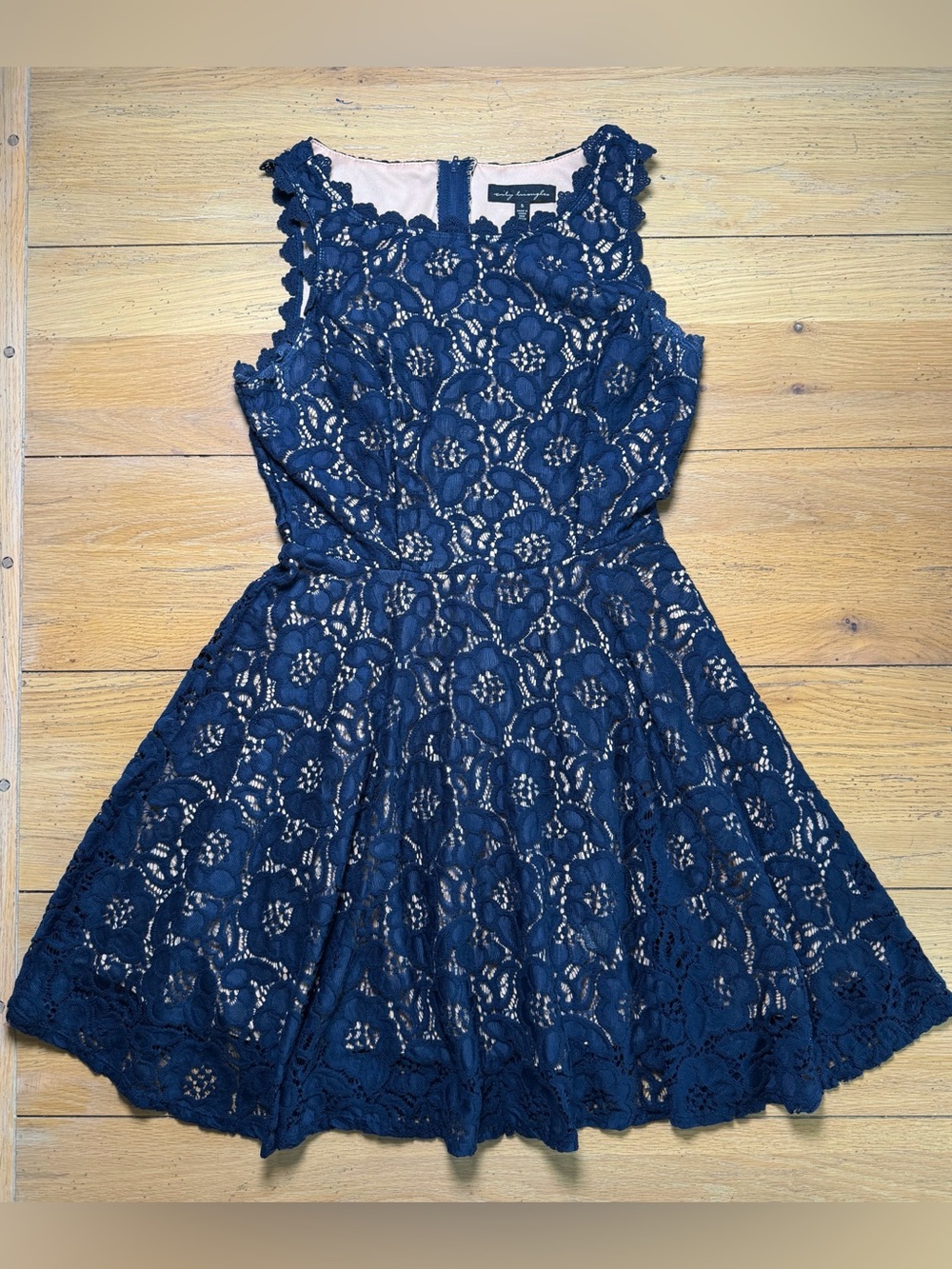 City Triangles Navy Floral Lace Fit-and-Flare Dress Size 5